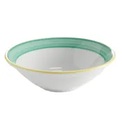 GET PA1603703724 Grapefruit Bowl 10 oz 6.5" Porcelain Yellow-Edge Corona/Calypso/Green - Dozen 1 image