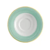 GET PA1603900324 Tea/Bouillon Saucer, 6-1/2" Dia., Scratch-Resistant Porcelain, Yellow Edge - 1 Dozen 1 image