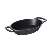 GET SKOV-16-ABK Heiss 16 Oz. Oval Black Cast Aluminum Fajita Skillet 7.125"L x 5.125"W 1 image