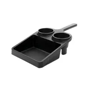GET WST-1-BK Black Window Service Tray, 16.75" x 8.75" x 4" ABS, 3-Compartment, Double Cup Holder Handled 1 image