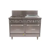 Garland US Range GFE48-4G24LL 48" Gas Restaurant Range w/ (4) Open Burners, 24" Griddle, Electric Spark Ignition, (2) Space Saver Ovens, 204.000 BTU 1 image