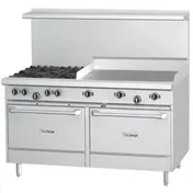 Garland US Range U48-4G24LL 48" Gas Restaurant Range w/ (4) Open Burners, 24" Griddle, (2) Space Saver Ovens, 228.000 BTU 1 image