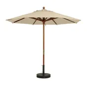 Grosfillex 98910331 9 ft Round Market Umbrella, 1-1/2" Wooden Pole, Outdura Khaki Fabric 1 image