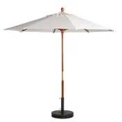 Grosfillex 98910431 9 ft Round Market Umbrella, 1-1/2" Wooden Pole, White Outdura Fabric 1 image