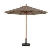 Grosfillex 98918131 9 ft Round Market Umbrella, 1-1/2" Wooden Pole, Outdura Taupe Fabric 1 image