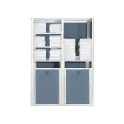 Grosfillex UT034096 Sunset Towel Valet Double Unit, 48"W x 25"D x 70"H, Glacier White Aluminum Frame, Madras Blue Textilene Fabric 1 image