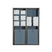 Grosfillex UT034288 Sunset Towel Valet Double Unit, 48"W x 25"D x 70"H, Volcanic Black Frame, Madras Blue Textilene Fabric 1 image