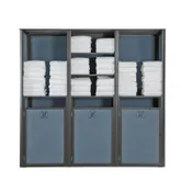 Grosfillex UT036288 Sunset Towel Valet, Triple Unit, 73"W x 25"D x 70"H, Aluminum, Volcanic Black, Madras Blue 1 image