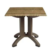 Grosfillex UT375018 Square Outdoor Restaurant Table, 36x36, 29H, Resin Top & Base, Wicker Grain, Satin Finish 1 image