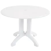 Grosfillex UT380004 42" Round Outdoor Table, White, Resin Top, Balcony Pedestal Base 1 image