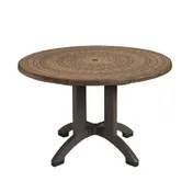 Grosfillex UT380018 Round Outdoor Table, 42" dia., Wicker Finish, Resin Top & Pedestal Base 1 image