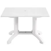 Grosfillex UT385004 Rectangular Outdoor Table, 48"W x 32"D x 29"H, White Resin Top, Pedestal Base 1 image