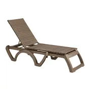 Grosfillex UT634181 Java Chaise, Stackable, Without Arms, Adjustable, All Weather Wicker, French Taupe Resin Frame 1 image