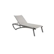 Grosfillex UT740289 Stackable Sling Chaise Lounge, Platinum Gray Resin Frame, Solid Gray Fabric, Microban Treatment 1 image
