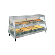 Hatco GRHD-4PD 58 1/2" Glo-Ray Heated Display Case, Countertop, See-Thru Design, (4) Pan Dual Shelf 1 image
