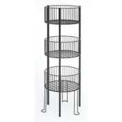 Hubert 23697 3-Tier Round Black Dump Bin Stand, 18" dia. x 46"H, Powder-Coated Metal Wire 1 image