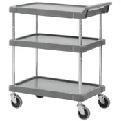 Hubert 25049 Polypropylene 3-Shelf Utility Cart w/ 300 lb. Capacity - 29-1/4" x 17" x 35-1/4"H 1 image