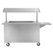 Hubert 27793 Stainless Steel Mobile Breakfast Cart w/ (3) Full-Size Pans and Ice Bin 1 image