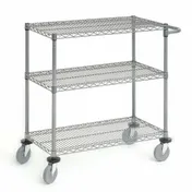 Hubert 33999 3-Shelf Zinc-Plated Steel Wire Utility Cart - 48" x 24" x 39-1/2" 1 image