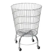 Hubert 47189 Dump Bin, 21.5" Dia. x 24.5"H, Medium, Round, Powder-Coated Wire, 4 Casters 1 image