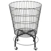 Hubert 58959 Dump Bin, 21.5" Dia. x 24.5"H, Medium, Round, Powder-Coated Wire, Black, 4 Caster Wheels 1 image