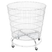 Hubert 68644 Large Round Dump Bin, 29-1/2" Dia. x 32"H, Powder-Coated Wire, 4 Caster Wheels 1 image