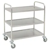 Hubert 71123 Large 3-Shelf Stainless Steel Trolley Cart - 33-9/10" X 21-1/10" X 36"H, 1 image