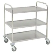 Hubert 74052 Medium 3-Shelf Stainless Steel Trolley Cart - 31-9/10" X 17-9/10" X 33-5/8"H 1 image
