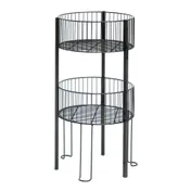 Hubert 77157 2-Tier Dump Bin Stand, 18" Dia. x 31.5"H, Black Powder-Coated Metal Wire 1 image