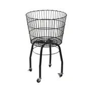Hubert 78948 Dump Bin, 20" Dia. X 32-1/2"H, Small, Round, Powder-Coated Wire, Black, 4 Caster Wheels 1 image