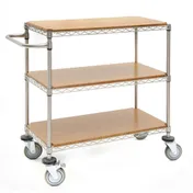 Hubert 85419 3-Shelf Aluminum-Plated Steel Wire Utility Cart - 48" x 24" x 39-1/2" 1 image