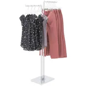 Hubert 89646 2-Way Garment Rack, Chrome-Plated, 16" Arms, 48-72"H, Weighted Base 1 image