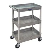 Hubert 98066 Gray 300 lb 3-Shelf Bussing Utility Transport Cart - 24"L x 18"W x 39-1/4"H 1 image