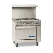 Imperial IR-6-C 36" Gas Restaurant Range w/ (6) Open Burners, (1) Convection Oven, 222.000 BTU 1 image