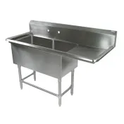 John Boos 2PB20-1D30R 74" Two Compartment Sink, 20"W x 20"L Bowl With Right-Hand Drainboard 1 image