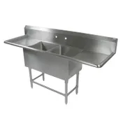 John Boos 2PB20-2D24 91" Two Compartment Sink, 20"W x 20"L Bowl With 2 Drainboards 1 image
