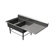 John Boos 2PB2028-1D24R 68" Two Compartment Sink, 20"W x 28"L Bowl With Right-Hand Drainboard 1 image