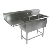 John Boos 2PB204-1D30L 74" Two Compartment Sink, 20"W x 20"L Bowl With Left-Hand Drainboard 1 image