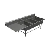 John Boos 3PB2028-1D30L 94" Three Compartment Sink, 20"W x 28"L Bowl With Left-Hand Drainboard 1 image