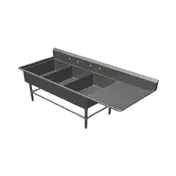John Boos 3PB20284-1D20R 84" Three Compartment Sink, 20"W x 28"L Bowl With Right-Hand Drainboard 1 image