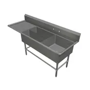 John Boos 3PBPS32244-1D30L 90" Three Compartment Sink, 24"W x 24"L Bowl With Left-Hand Drainboard 1 image