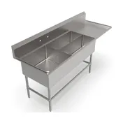 John Boos 3PBPS32244-1D30R 90" Three Compartment Sink, 24"W x 24"L Bowl With Right-Hand Drainboard 1 image