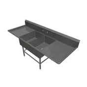 John Boos 42PB2028-2D24 91" Two Compartment Sink, 20"W x 28"L Bowl With 2 Drainboards 1 image