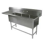 John Boos 43PB20-1D24L 88" Three Compartment Sink, 20"W x 20"L Bowl With Left-Hand Drainboard 1 image