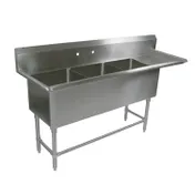 John Boos 43PB20-1D24R 88" Three Compartment Sink, 20"W x 20"L Bowl With Right-Hand Drainboard 1 image