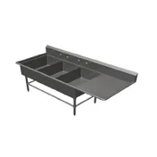 John Boos 43PB20284-1D30R 94" Three Compartment Sink, 20"W x 28"L Bowl With Right-Hand Drainboard 1 image