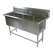 John Boos 43PB24 77" Three Compartment Sink, 24"W x 24"L Bowl Without Drainboard 1 image