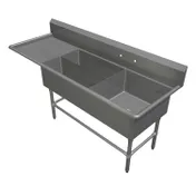 John Boos 43PBPS3224-1D24L 84" Three Compartment Sink, 24"W x 24"L Bowl With Left-Hand Drainboard 1 image