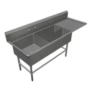John Boos 43PBPS3224-1D30R 90" Three Compartment Sink, 24"W x 24"L Bowl With Right-Hand Drainboard 1 image
