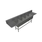 John Boos 44PB16184-2D24 115" Four Compartment Sink, 16"W x 18"L Bowl With 2 Drainboards 1 image